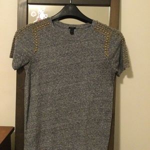 J. Crew grey tshirt with gold studs